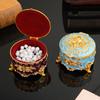 Retro Metal Enamel Jewelry Holder Elegant Desktop Decorative Box With Spacious Interior For Gemstones Storage