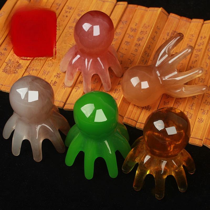 Resin Octopus Massage Comb Head Neck Meridian Scraping Scalp Massage Brush SPA Gua Sha Massage Comb Fatigue Relief Massager