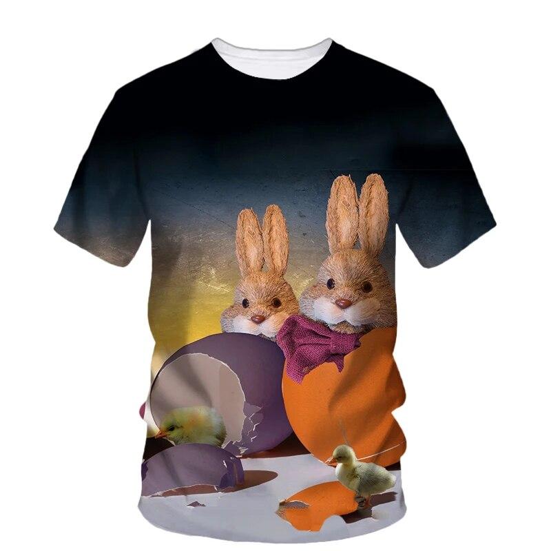 Trend Králík Easter Egg Velikonoční bonus Unisex tričko Letní móda Zábava Harajuku Ležérní Originalita Trička s krátkým rukávem s potiskem