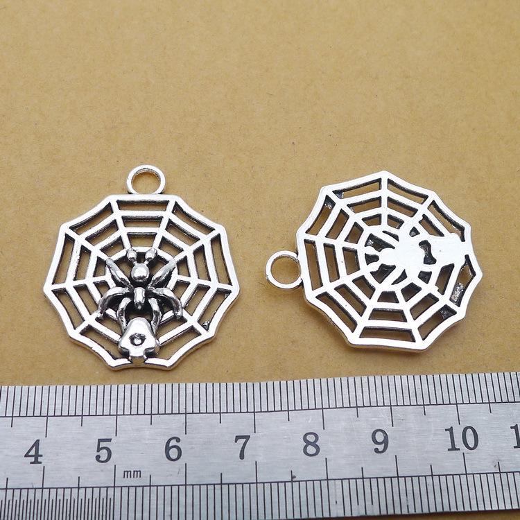 Spiderweb Antique Silver Alloy Jewelry Accents, 35x32mm, 50 Pieces, 5.7g.