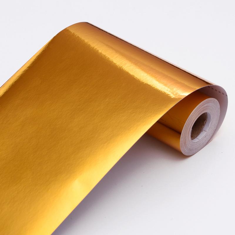 1 Stück 5 m x 10 cm Goldene Selbstklebende Tapetenbordüre - PVC Abnehmbare Wasserdichte Folie, Geeignet für Bilderrahmen, Badezimmer, Küchen