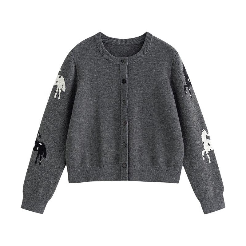 Chuyu Damen Sternenpferd Jacquard Strick Cardigan