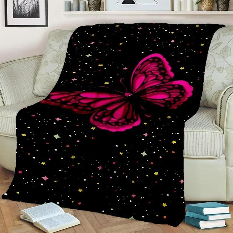 Cartoon Dream Butterfly Flower Blanket,Soft Throw Blanket for Home Bedroom Bed Sofa Picnic Travel Office Rest Nap Cover Blanket