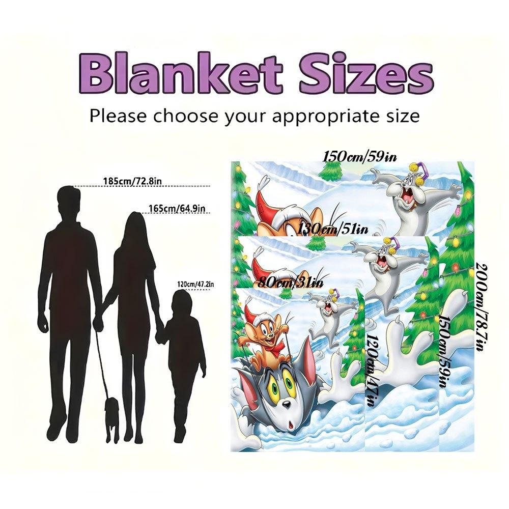 Tom & Jerry Christmas Holiday Poster PrintBlanket Flannel Throw Blanket for Sofa, Bed, Travel, Camping, Office