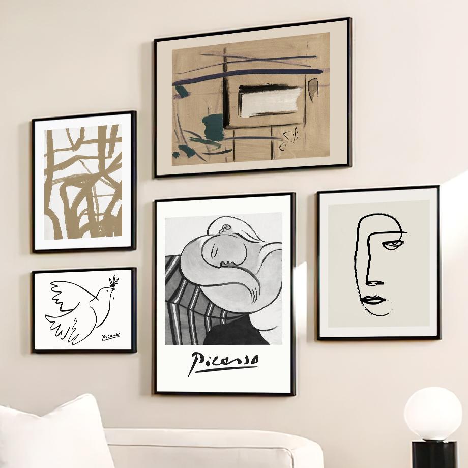 Abstrakte Linie Gesicht Vogel Picasso Nude Mädchen Wand Kunst Leinwand Malerei Nordic Poster Und Drucke Wand Bilder Für Wohnzimmer decor