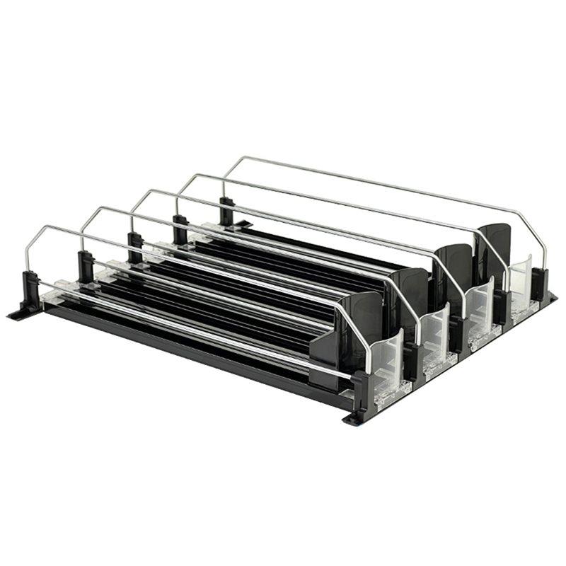 ABMH-Canned Beverage Push Rack Drink Organizer Dispenser Spring Push Adjustable Width Storage Shelf E-Shaped 410Mm 4 Rows