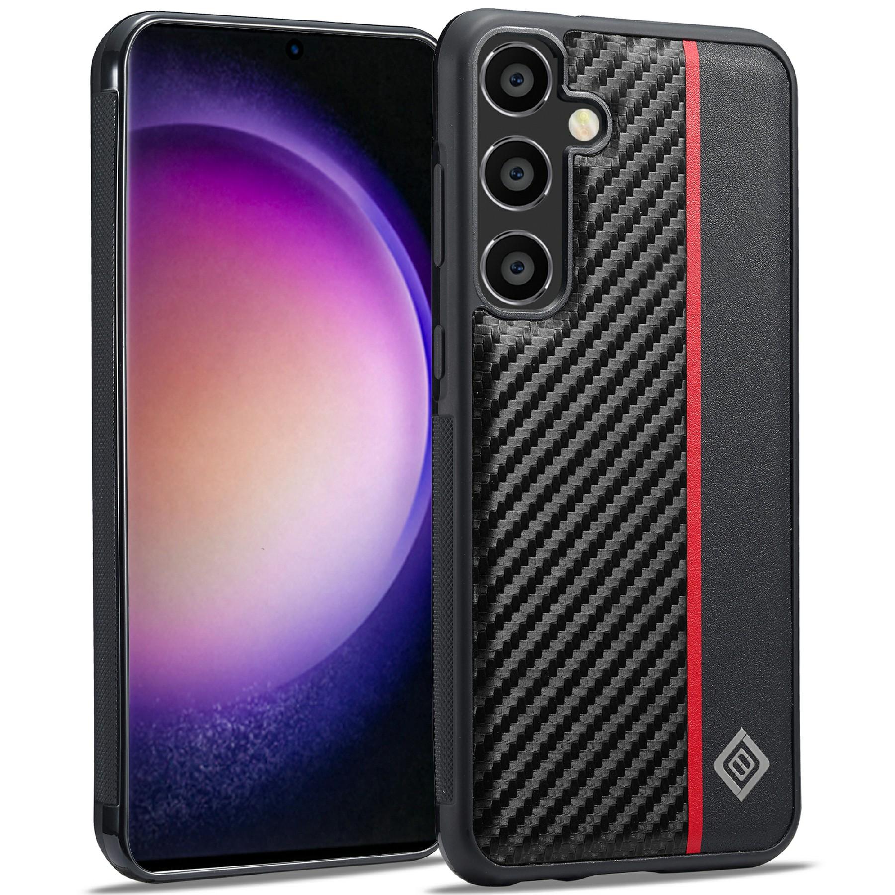 

LC.IMEEKE For Samsung Galaxy S25+ Case Carbon Fiber Texture Leather+TPU+EVA Phone Cover Style A