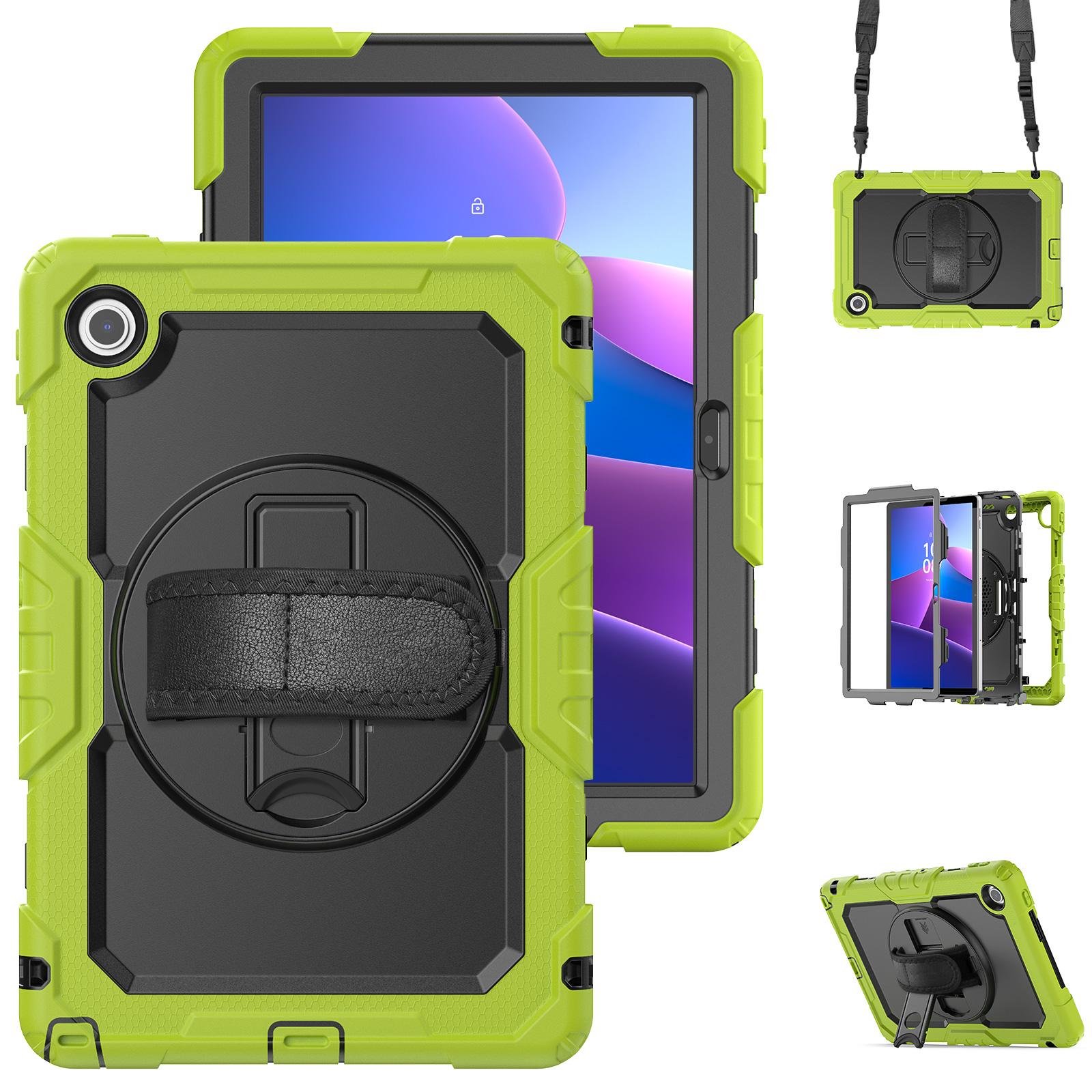 Pour Lenovo Tab 10.1  TB311FU Coque antichoc pour Lenovo Tab K10 2ème TB311XU 10.1  Housse blindée avec support + Sangle d'épaule K10C TB311FU citron vert