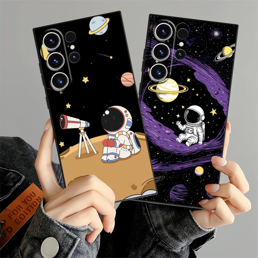 Cartoon Astronaut Case for Samsung Galaxy S26 Ultra S24 Note 20 8 9 10 S20 Ultra S25 Plus S23 S10 S9 S21 FE Funda Phone Cover