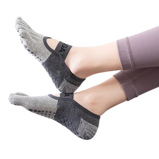 1 Pair Women Yoga Socks Non-Slip Bottom Five Toe Socks Ballet-Style Design Studio Exercise