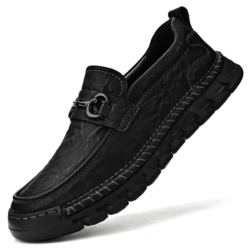 

Классические повседневные кожаные туфли ручной работы, мужские лоферы, удобные мокасины, мужская обувь на плоской подошве, мужская обувь из натуральной кожи 46 чёрный