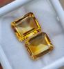 2 Pieces Emerald Cut Natural Citrine Faceted Gemstone, Loose 19.45 Carat Gemstone, 14x12x7 mm Size.