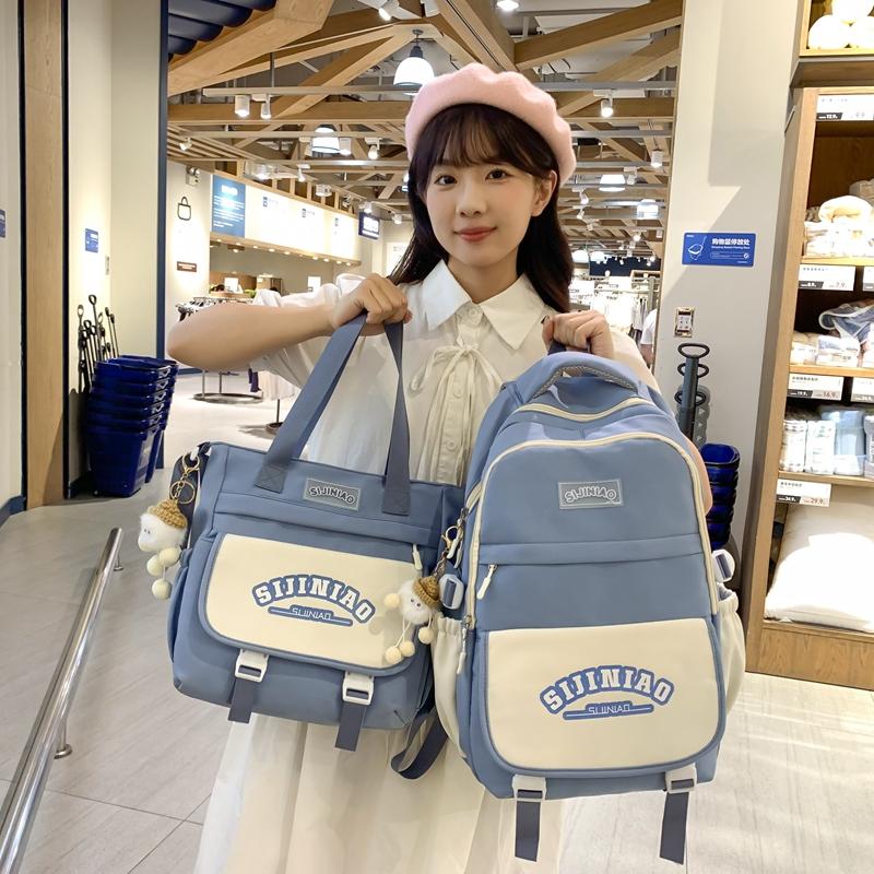 Рюкзак для школьников средней школы с цветными блоками — фото 7