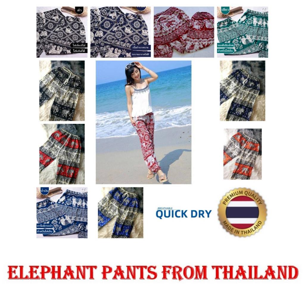 Elefant Jumpsbukser Justerbar Elastisk Midjebånd Stropp Unisex Kvinner Menn Trykk Thailand Casual Streetwear Strand Sommer Boho Bohemsk Retro Vintage