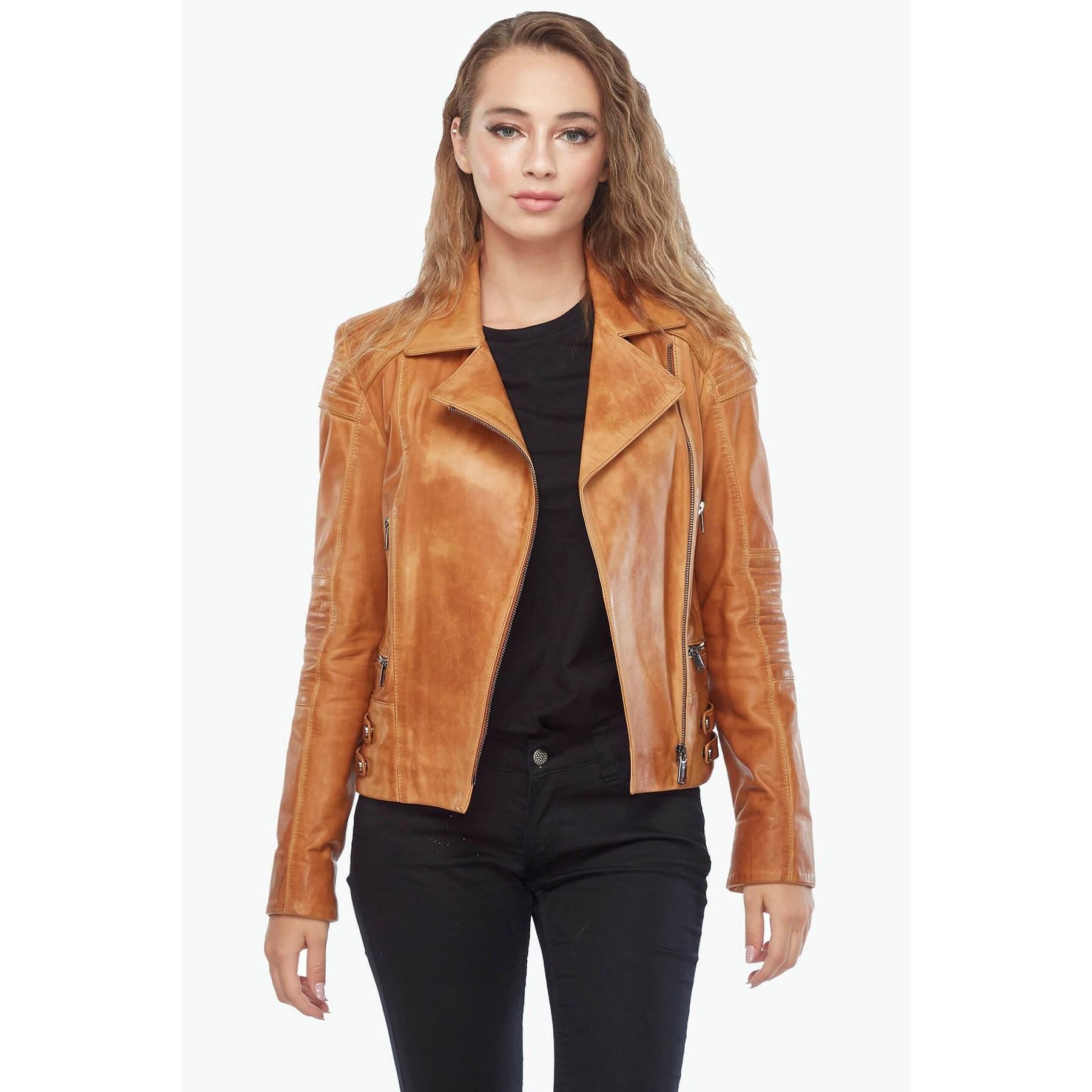 

Коричневое пальто Biker Model из натуральной кожи