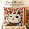 Japenes ManekiNeko Cushion Cover Natural Linen Organic Fabric DoubleSided Printing Sofa Home Decor Gift Pillow Case