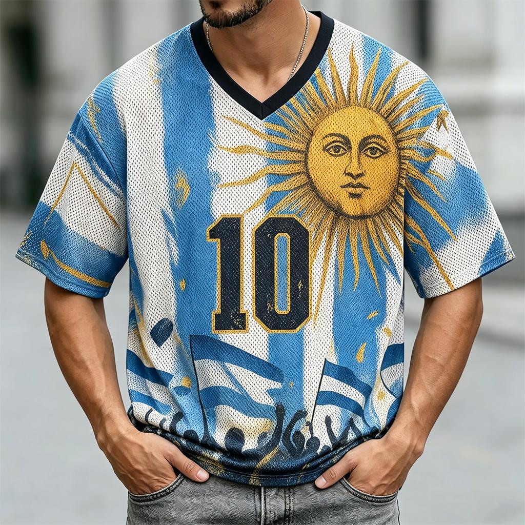 Men's V-Neck Short Sleeve T-Shirt 3D Printed Graphic Tee Street Casual Top