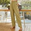 Women's High Waist Loose Fit Casual Pants Linen Cotton Blend Wide Leg Trousers Comfortable Everyday Wear Lightweight Fabric