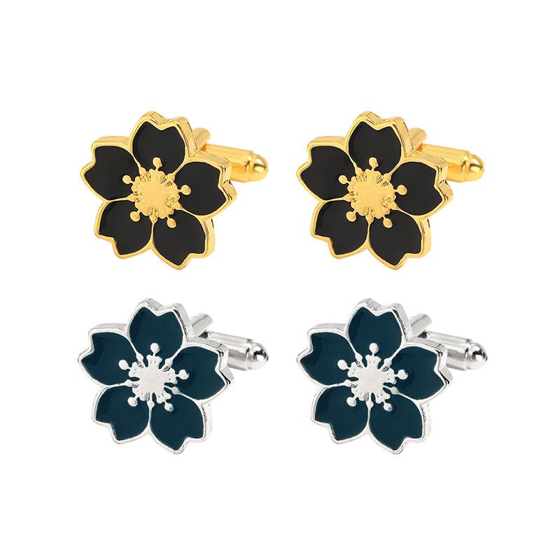 Zinc Alloy Shirt Sleeve Cuff Buttons Chic Cherry Blossom Flower Design Gold Copper Color Cufflinks for Men Women Unique Gifts