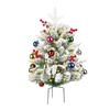 23 Inch Lighted Artificial Christmas Urn Filler Pre-lit Xmas Pine Tree with Cones Red Berries Tripod Stake And LED Light Outdoor Porch Planter Filler