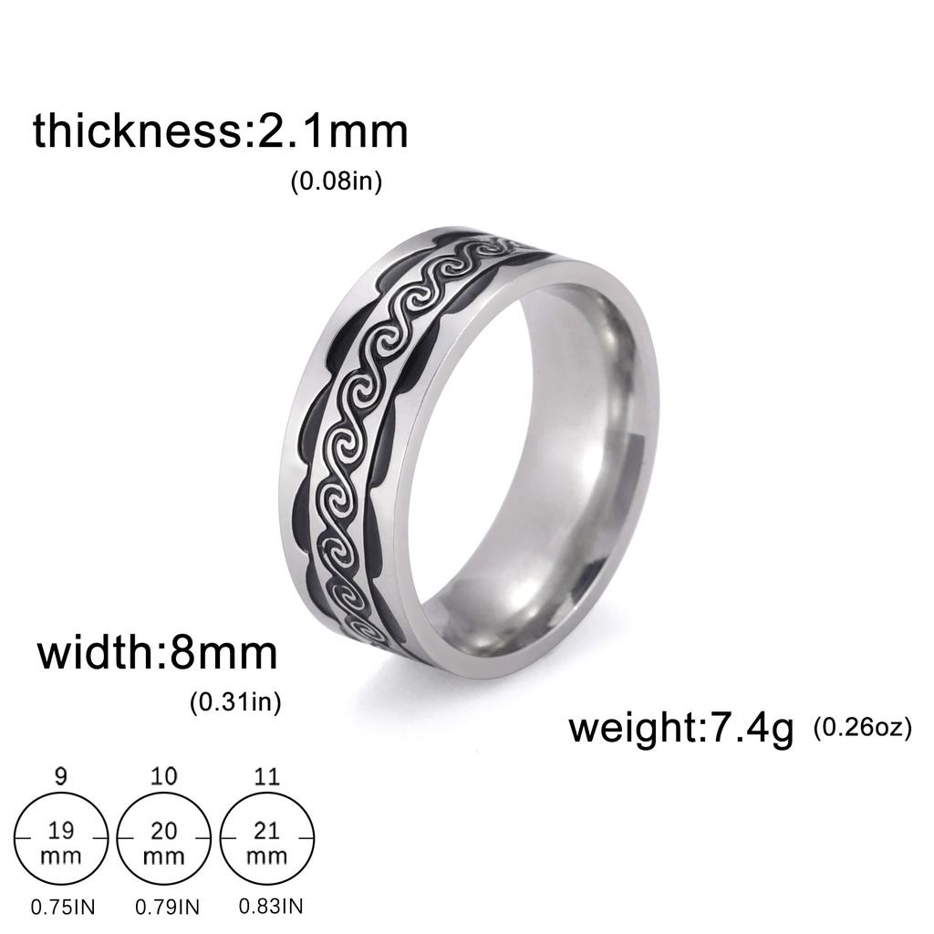 Stainless Steel Ring for Men Women 8MM Wide Geometric Casual Finger Rings Jewelry Wedding Gift for Lover