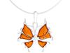 Short Silver Women's Butterfly Necklace with Amber Butterfly Choker Silver 32