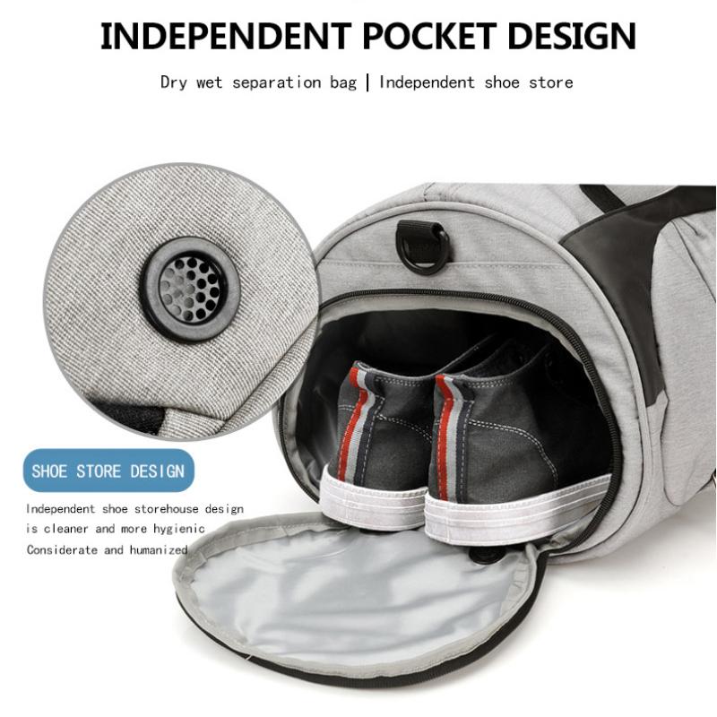 Unisex Large Capacity Gym Fitness Bag Fashion Solid Color Dry-wet Separation Bucket Travel Luggage Bag Portable Outdoor Sports Camping Trekking Bags