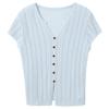 Women's V-Neck Short Sleeve Openwork Knit Top