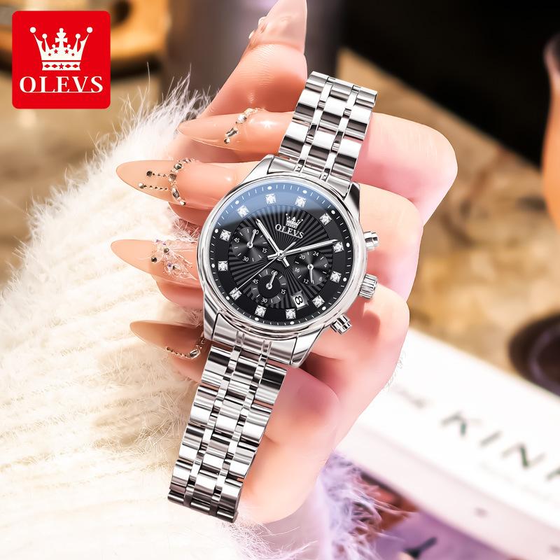 New Business Womens Watches Luxury Leather Chronograph Quartz Watch for Ladies Fashion Wristwatch Relogio Mujer