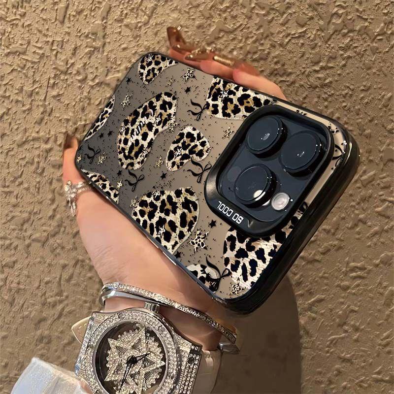 European American Leopard Print IMD Silver iPhone 14 Pro Max Drop-proof Case