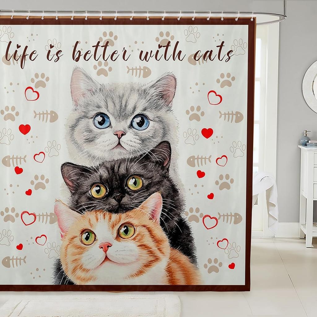 Cartoon Corgi Bathroom Curtain,Blossom Flower Green Leaves Shower Curtain Kids Girls Bathroom Decor,Cute Dog Nature Botanical