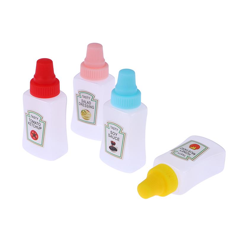4Pcs/Set Mini Seasoning Sauce Bottle Portable Tomato Ketchup Bottle Salad Dressing Container Pot For Bento Lunch Box