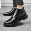 Men Black Ankle Boots Motorcycle Casual Brown Brogues Waterproof Men’s Street Style Boots Wingtip Dress Formal Leather Boots