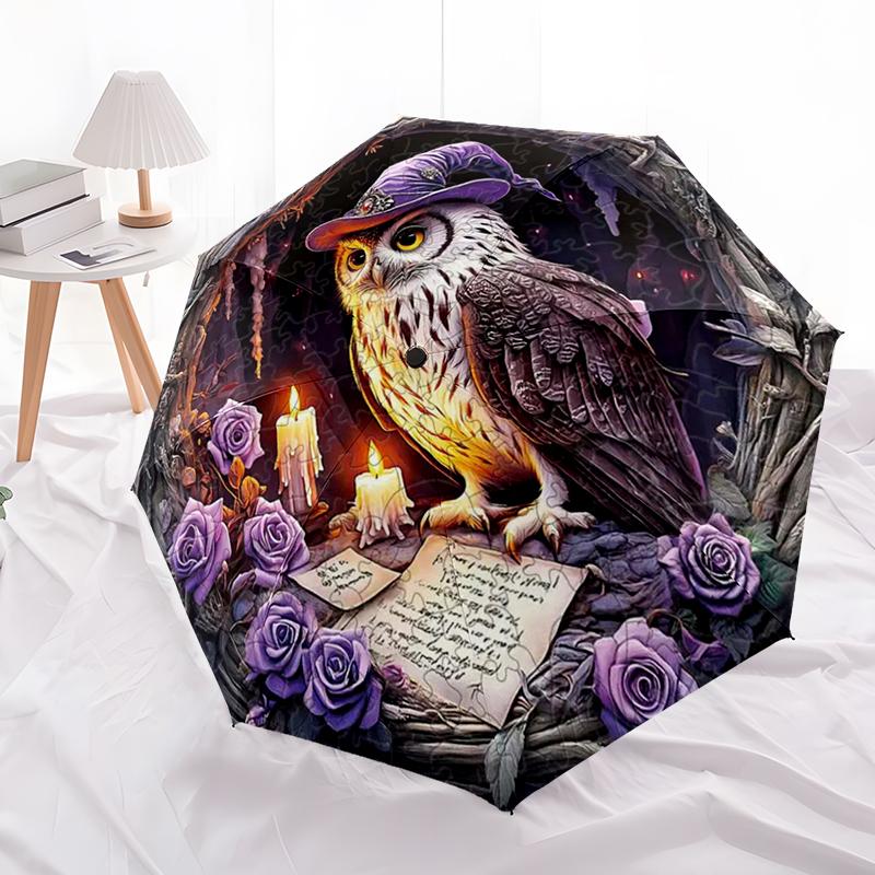 Magic Owl Wizard Umbrella Automatic Open/close, Sturdy Iron Frame & 8-Rib Structure, Umbrella for Women & Men, Christmas Gift