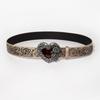 Embossed heart belt - punk style, y2k hot girl, versatile gothic dark leather belt