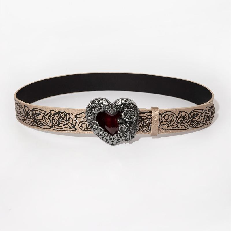 Embossed heart belt - punk style, y2k hot girl, versatile gothic dark leather belt