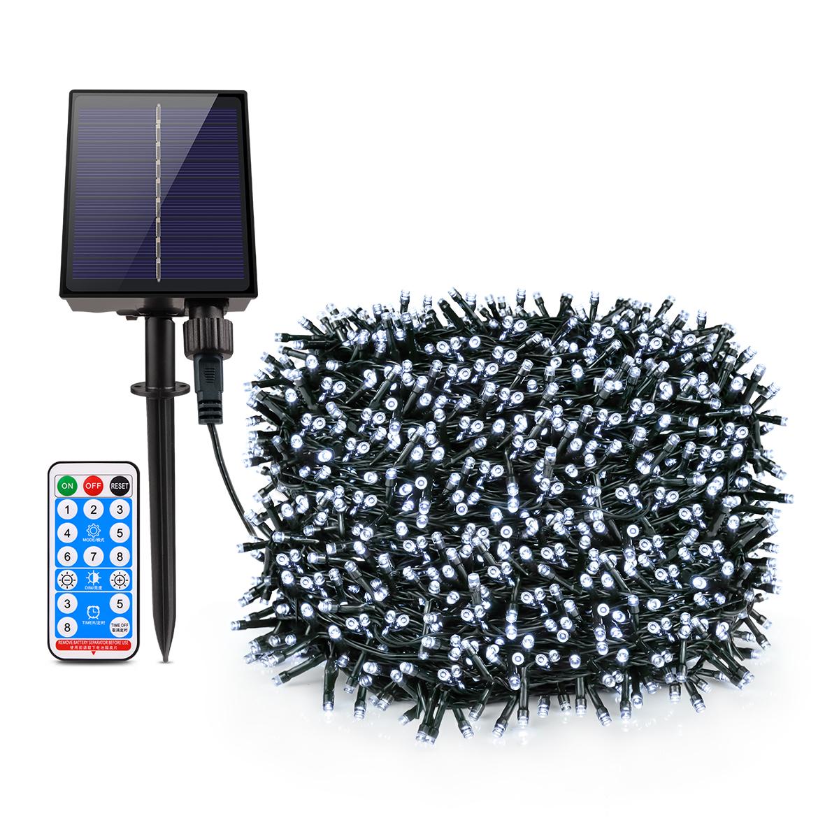 

100M 50M 30M Outdoor Solar String Fairy Lights Waterproof Garland Large Solar Panel Fast Charge Lamp For Festival Garden Decor 10M 100LEDs білий