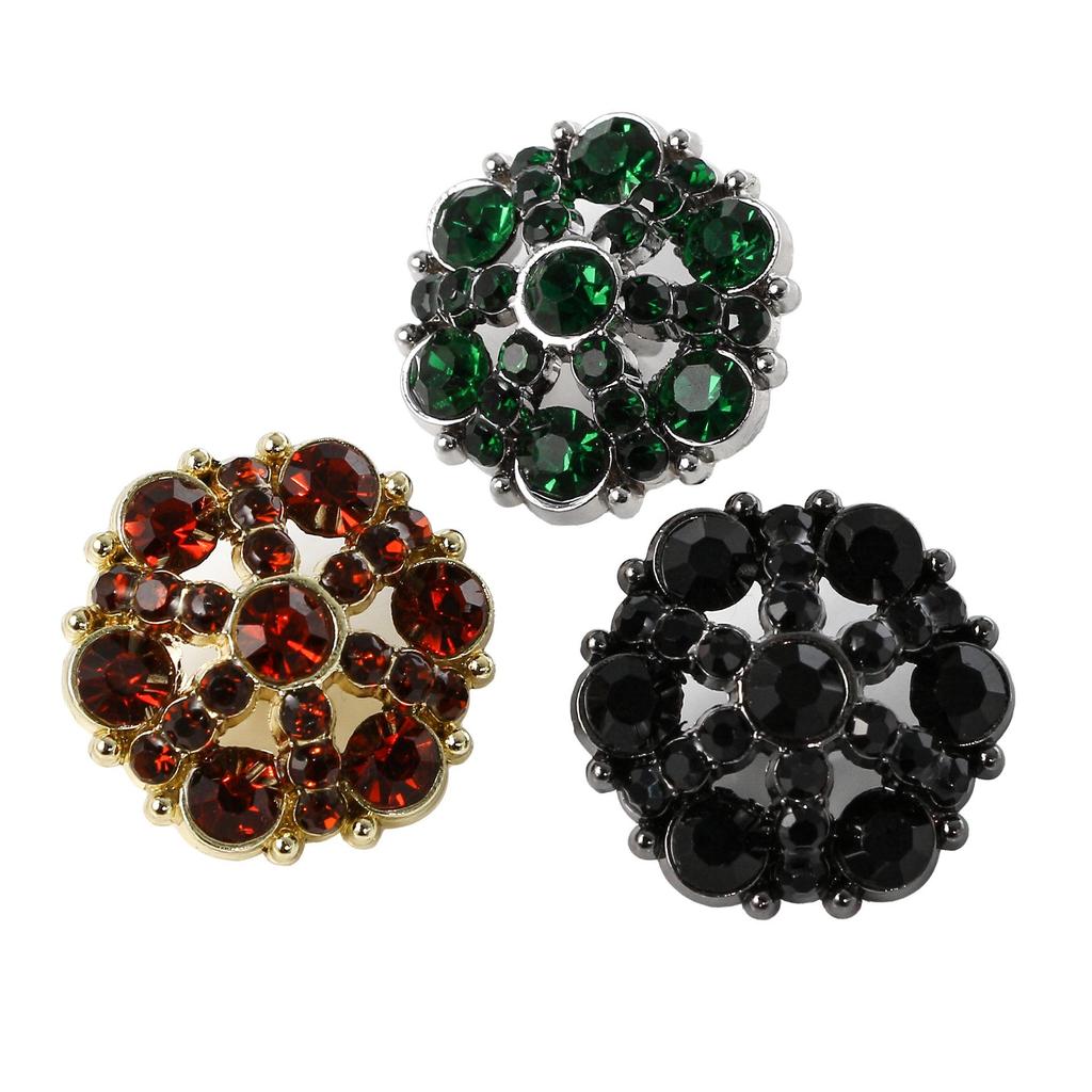 Luxury Rhinestone Metal Retro Buttons - Colorful Hollow Diamond Design with Alloy Base, Decorative Accessories
