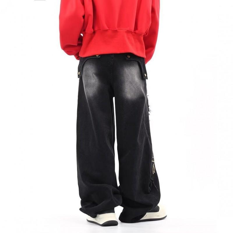 Damen High-Waist Relaxed Fit Gerade Bein Jeans Vintage Stil Baumwollmischung Herbst Winter