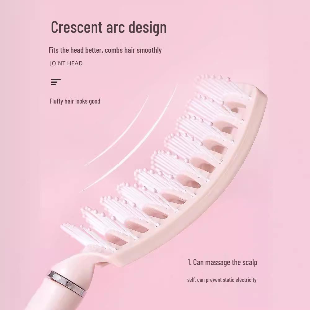 Macaron Large Curved Hairbrush - Anti-Static Scalp Massage & Curling Comb