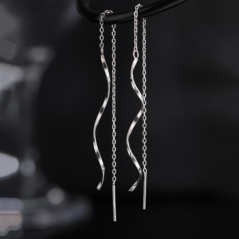 Accessories for Women Long Tassel Threader Earrings for Women Wave Shaped Simple Long Chain Earring Wedding Party Zircon Gift