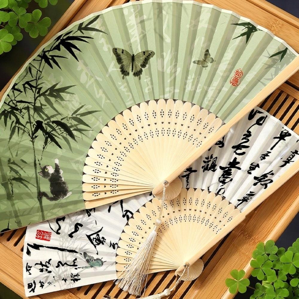 Chinese Style Bamboo Fan Swallow Handheld Fan Vintage Tassel Folding Fan  Birthday Party