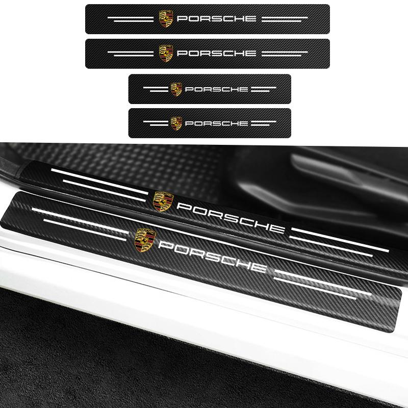 Nuova Moda Decorazione Piastra Battitacco Porta Auto Adesivi in Fibra di Carbonio Per Porsche GTS Cayenne Cayman Panamera Macan 911 718 928 90