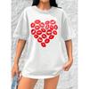 Heart To Heart  Print Casual  Oversized Round Neck T-Shirt