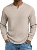 Herren Plus Size Waffel Karomuster Slim Fit Langarm V-Ausschnitt Lässiges T-Shirt