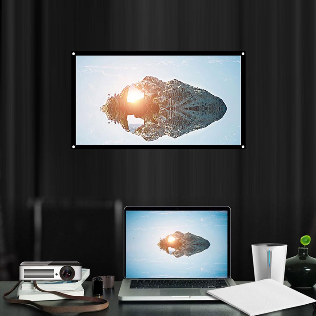 16:9 Thicken Portable Non Crease Soft White Polyester Projector Curtain Projection Screen 1.4-2.3 Meters Viewing Distance (40in )