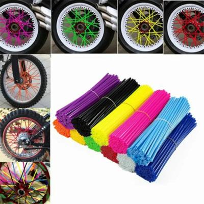 72Pcs Motorcycle Wheel Spoked Protector Wraps Rims Skin Trim Covers Pipe For Motocross Bicycle Bike Cool Accessories 11 Colors