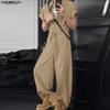INCERUN Men Short Sleeve Zip-up Jumpsuits Casual Long Cargo Rompers Overalls