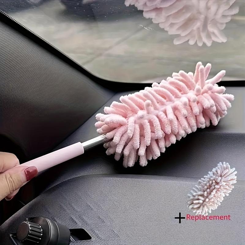 2 Mini Car Dusting Brushes, Retractable and Bendable Microfiber Dusting Tools for Home and Car Interior Cleaning - Polyester Fiber Material