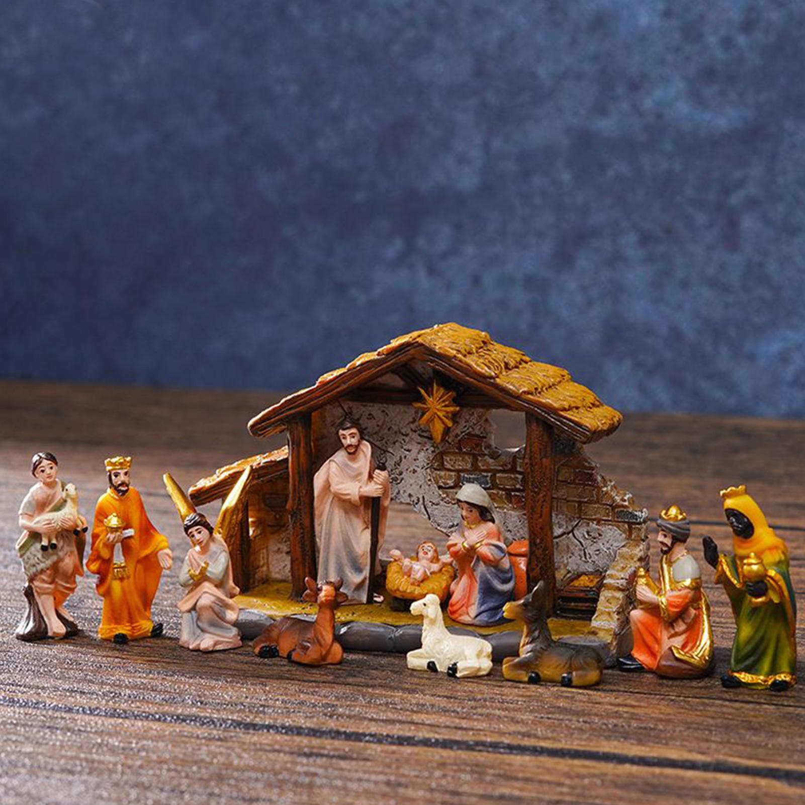 

3.5CM Christmas Horse Slot Set Ornament Nativity Scene Christmas Statue Birth Of Jesus Resin Figurine Craft Ornaments CHINA